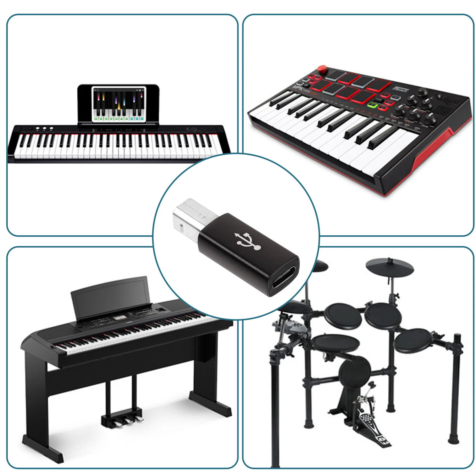 

Type-C To Usb Adapter For Electric Piano Drum Mixer Audio Converter Compact Plug Play Male Female Stereo Headphone Adapter