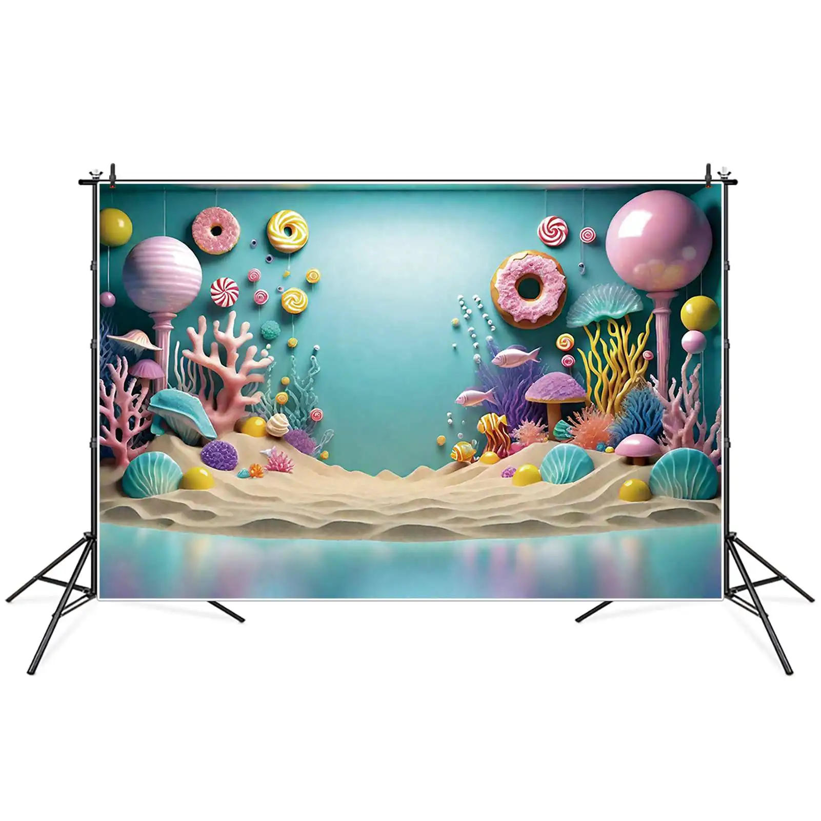 Mond. qg Strand Süßigkeiten Geburtstag 1 Jahr Hintergrund Baby 3d Meeresboden Sommer Kulissen benutzer definierte Party Dekoration Fototermin liefert