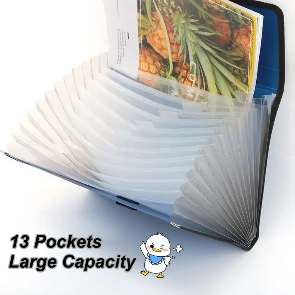 New A4 File Folder Large Capacity 13 Pockets Document Bag Document Storage