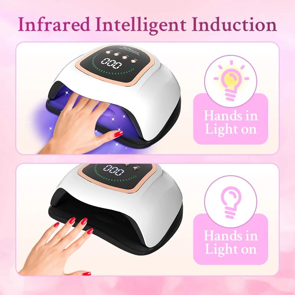 380W 72LEDS UV LED Nail Drying Lamp For Curing Gel Polish 4 Setting Timers UV Nail Lamp Professional Nail Light Automatic Sensor