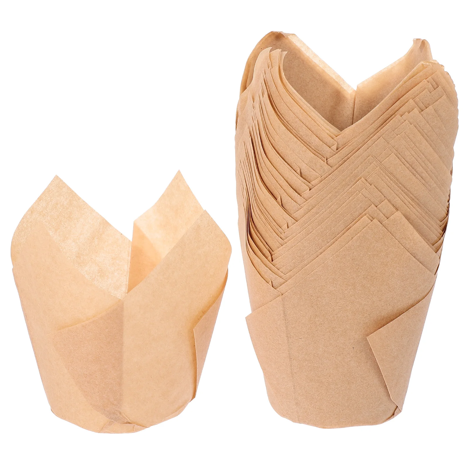 

50pcs Cupcake Cake Cups Tulip Cupcake Wrappers Grease Proof Paper Oven Safe Tulip Baking Cups for Parties Weddings