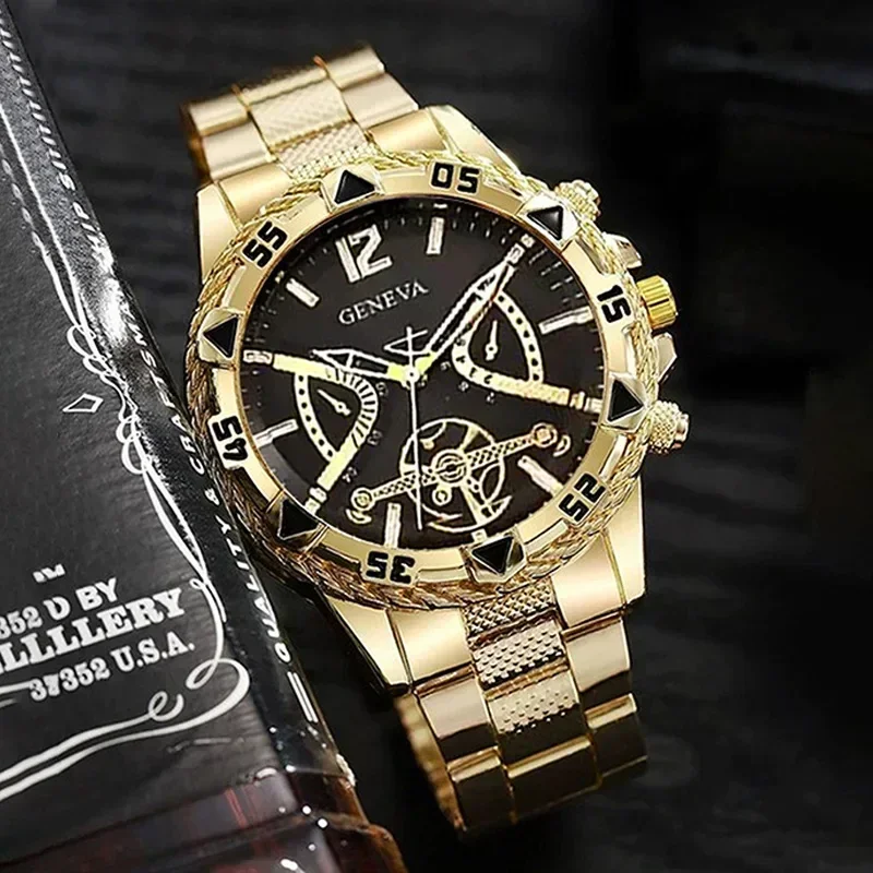 

1 шт. — роскошные мужские кварцевые часы, классические деловые мужские наручные часы с большим циферблатом, стальной браслет, мужские кварцевые часы с тремя циферблатами
