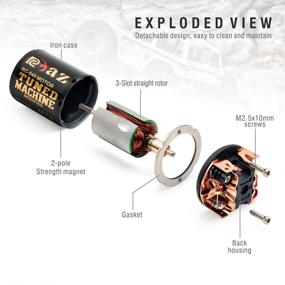 RCXAZ 540 Brushed Motor 13T 21T 35T 45T 55T 80T Motor for 1/10 RC Car Creeper Axial SCX10 90046Traxxas TRX4 TRX6 Redcat Gen8 HSP