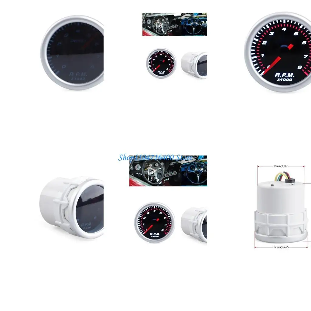 

Y1GD 12V CAR Светодиодный тахометр 0-8000 об/мин указатели тахометра тахометр 52 мм тахометр для автомобиля 12V Fit 4/6/8