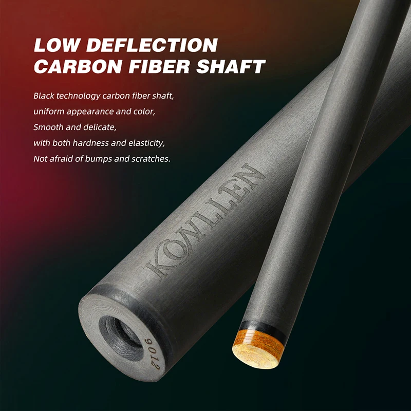 KONLLEN Carbon Fiber Pool Cue Stick PRO Taper Shaft Super Low Deflection Billiard Pool Cue Ebony Hand-Made Inlay Billiard Cues