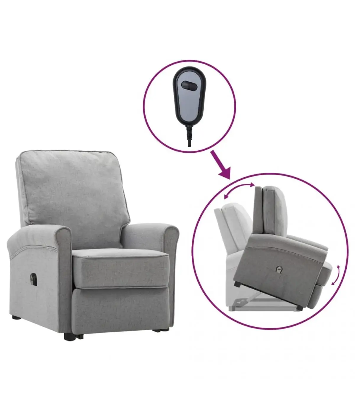 Light gray fabric lifting recliner armchairs