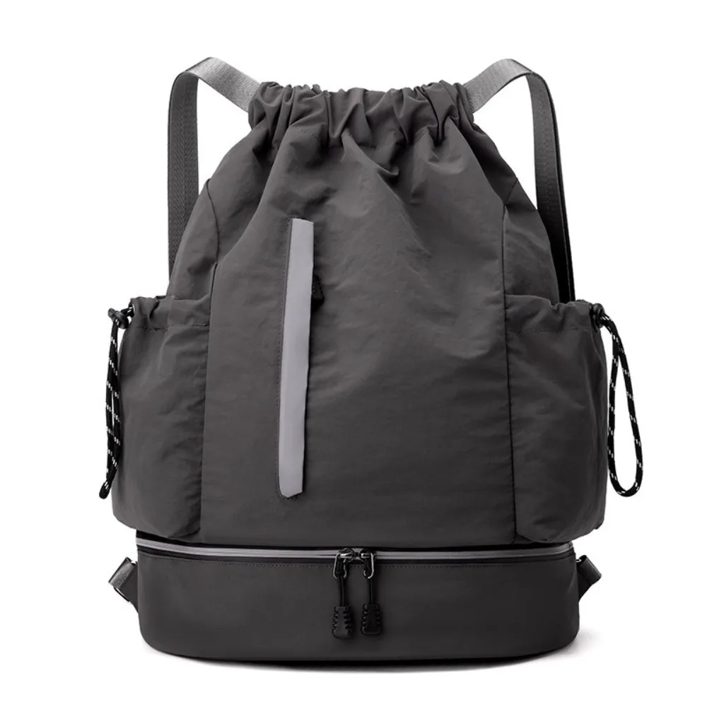 

Lightweight Drawstring Sports Bag with Reflective Strip Large Capacity Fitness Daypack Adjustable Straps Dry and Wet Separation