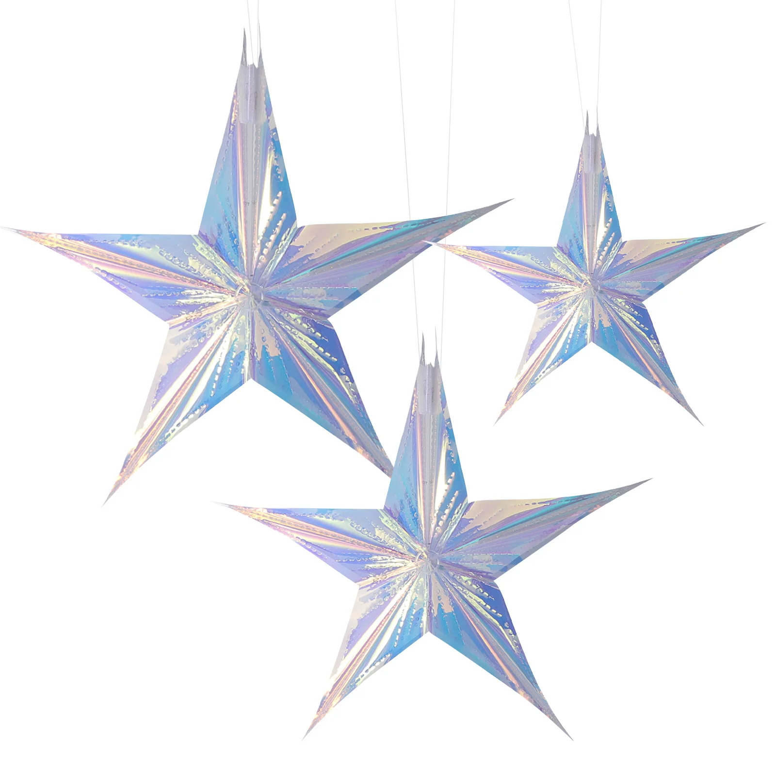 

3pcs Colorful Neon Film Star Pendant 12 Inch 16 Inch Wall Ceiling Hanging Decor For Home Hotel Restaurant Party Wedding
