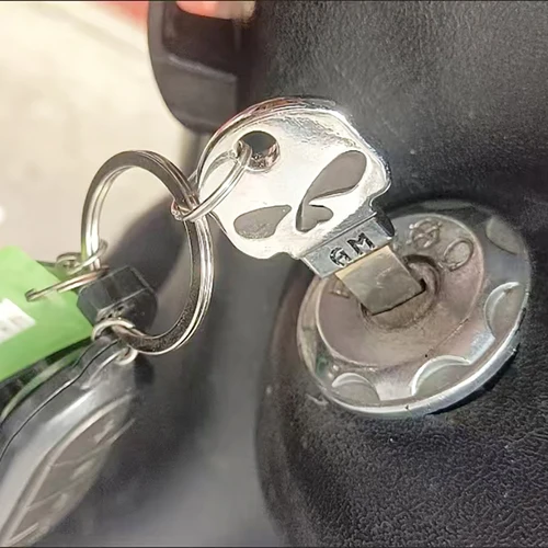 Imagen 2 del producto Cabezal de llave de motocicleta con calavera creativa, bricolaje, requiere pulido Manual de llavero, llave de motocicleta con personalidad, mango de reemplazo