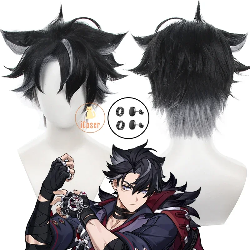 Wriothesley Costume Cosplay Parrucca Genshin Impact Uniforme Fontaine Fortezza di Meropide Orecchini Anello Festa di Halloween per Donne Uomini