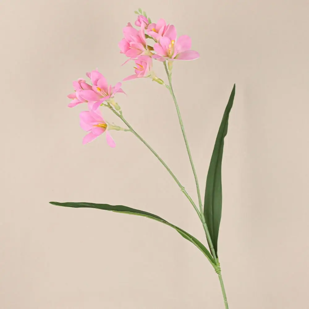 2 Fork Artificial Freesia Flowers Real Touch Realistic Artificial Orchid Branches Handmade Simulation Whelan Flower