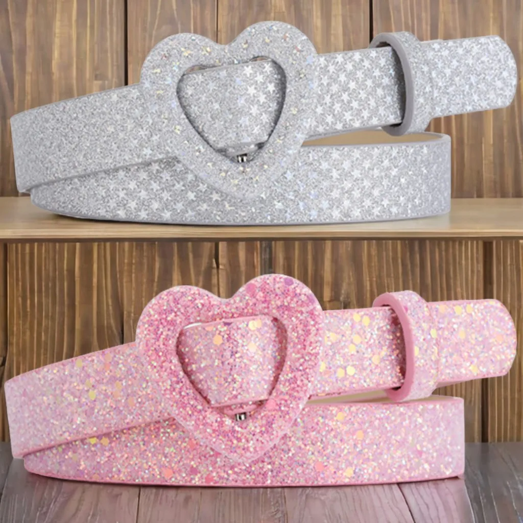 2025 New trendy heart-shaped buckle belt, unique, cute, casual decoration and matching, comfortable, high-quality lady belt