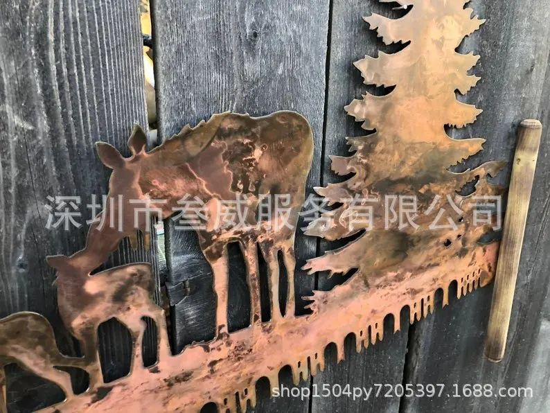 Moose trees in crosscut saw the metal wall art metal art