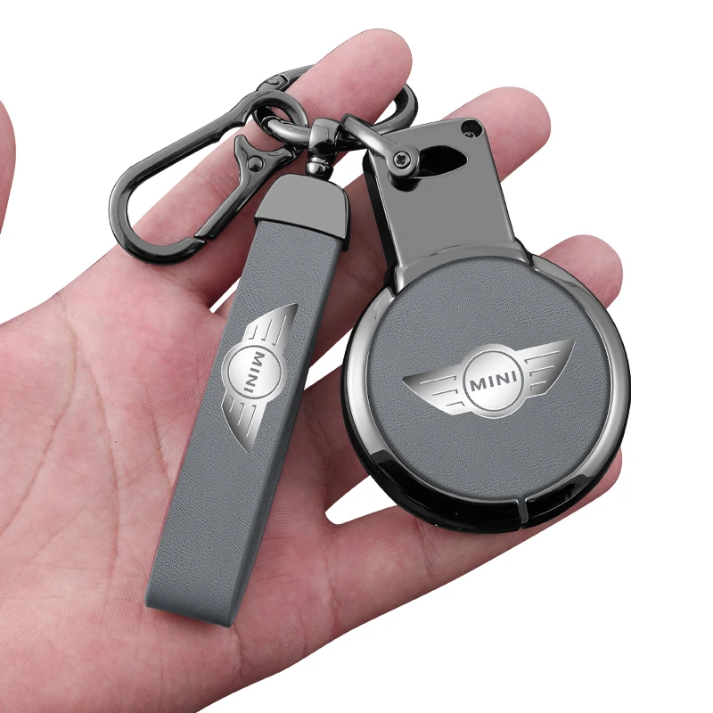 Leather Car Remote Fob Key Case Cover Holder Shell for BMW MINI COOPER S ONE JCW F54 F55 F56 F57 F60 CLUBMAN COUNTRYMAN Keychain view 4