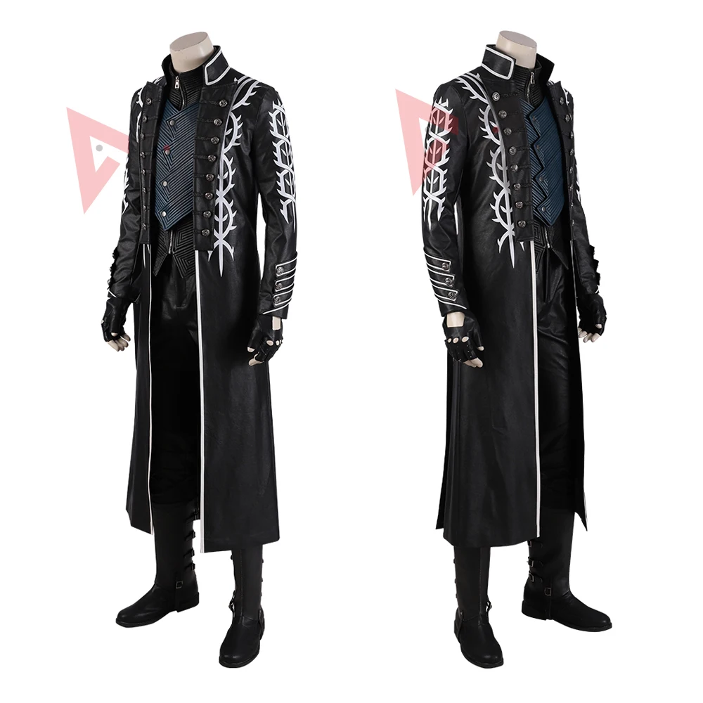 New Cry Cosplay Vergil Cosplay Costume Vest Pants Leather Jacket Boots To Choose For Men Set Custom Made