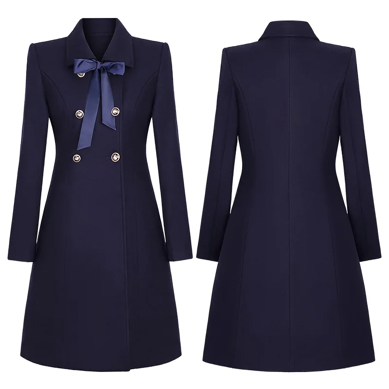 

Elegant Wool Coat Women Winter Mid-Length Thickened Woolen Overcoat Workwear