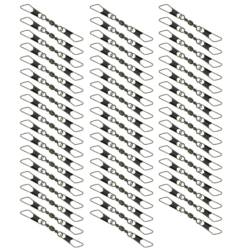 50pcs Swivels Fishing Lures Hook Connector with Double Safety Snaps and Pin Saltwater Fishing Tackle Accessories