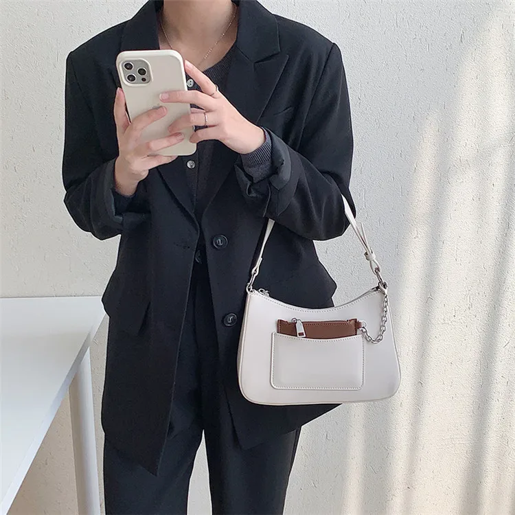 Women's Bag 2022 New Diagonal Straddle Bag Versatile Chain Fashion Niche Creative Color Contrast Single Shoulder Square Bag