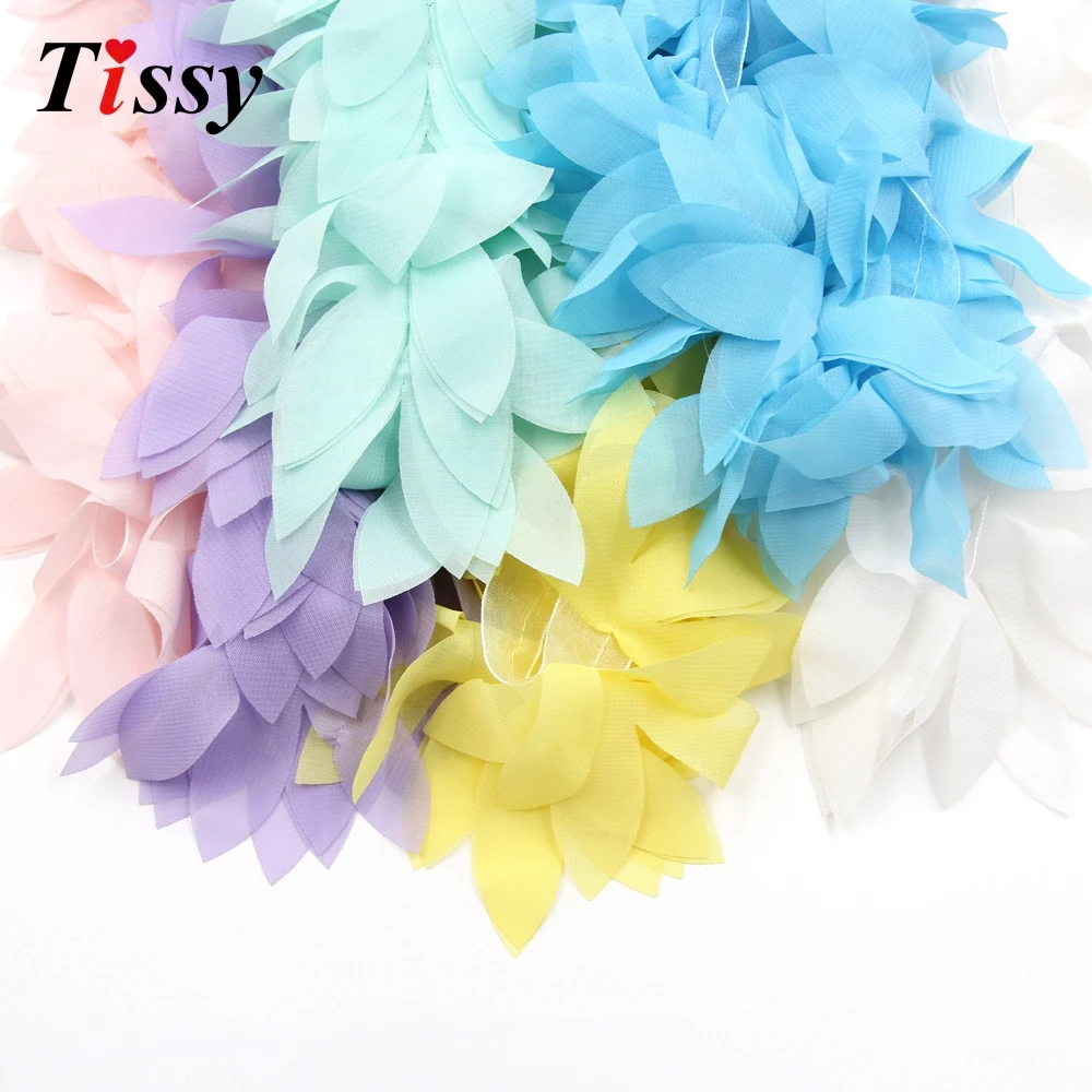 1Yard Lace Flower Chiffon Flowers Leaves Trim Lace Fabric Ribbon DIY Sewing Accessories&Home Wedding Party Decoration