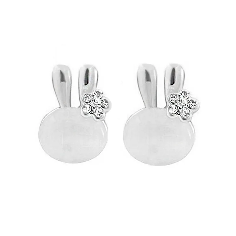 

925 Pure Silver Rabbit Flower Stud Earrings Unique Fashionable Simple Cute Sweet Elegant Ear Ornaments for Women