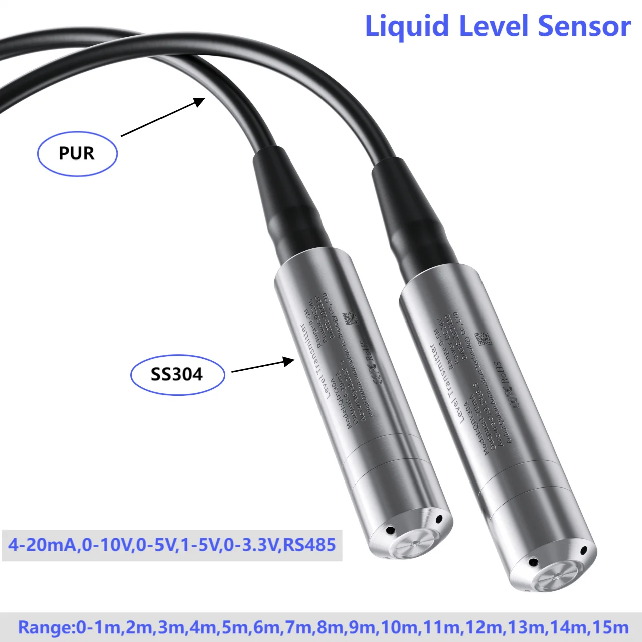 

12M Water Level Transmitter Sensor 0-7M 8M 12M Hydrostatic Liquid Level Transmitter for Fire Water Tank Liquid Level Transducer