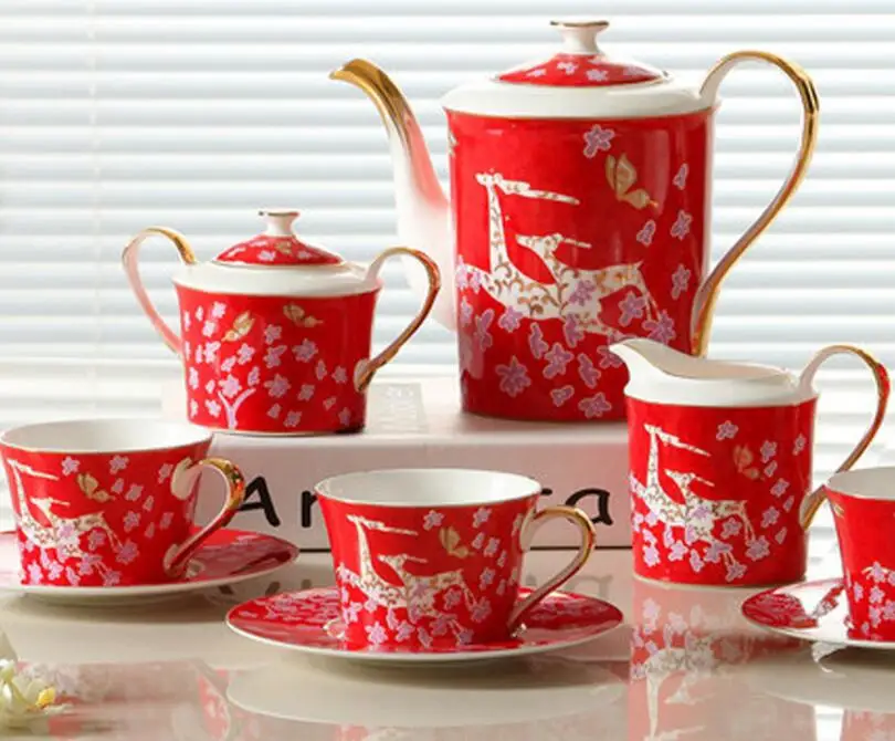 Christmas style Coffee&Tea Sets/15 pcs Bone China tea set /Coffee Mug 