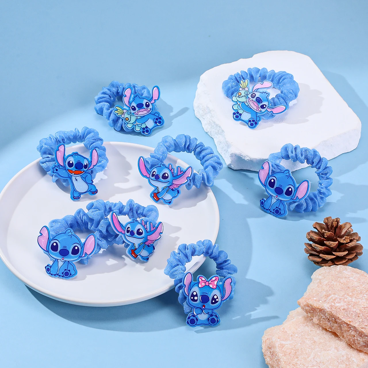 

15PCS Disney cute Stitch hair tie set