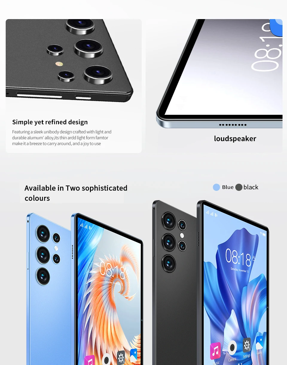 Sauenaneo 10,1-Zoll-Tablet-SIM-Kartensteckplatz Octat Core Touchscreen, unterstützt WLAN 4 GB RAM 64 GB ROM, Android 11