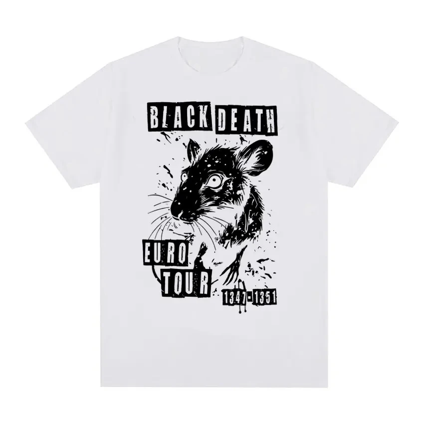 Funny Black Plague European Medieval Tour Rat Meme T-shirt Men's Women Fashion Vintage High Quality Oversized T Shirt Streetwear