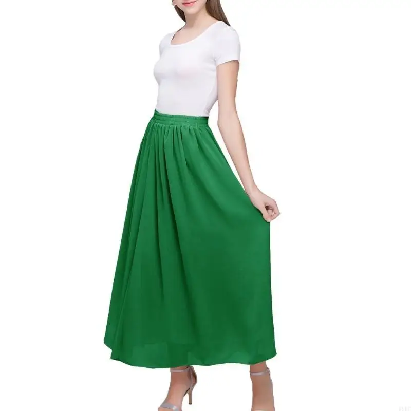 

39BC Fashionable Long Skirt for Women Elastic High Waist Flowy A Line Skirts for Work, Dates, and Vacation Outings