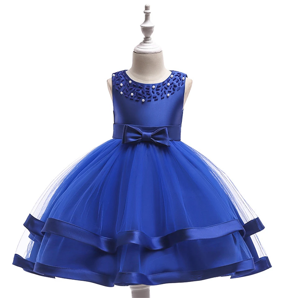 3 - 10 Years Child Formal Occasions Hand Beading Princess Party Dresses for Girls Wedding Evening Ceremony Voile Layered Dress