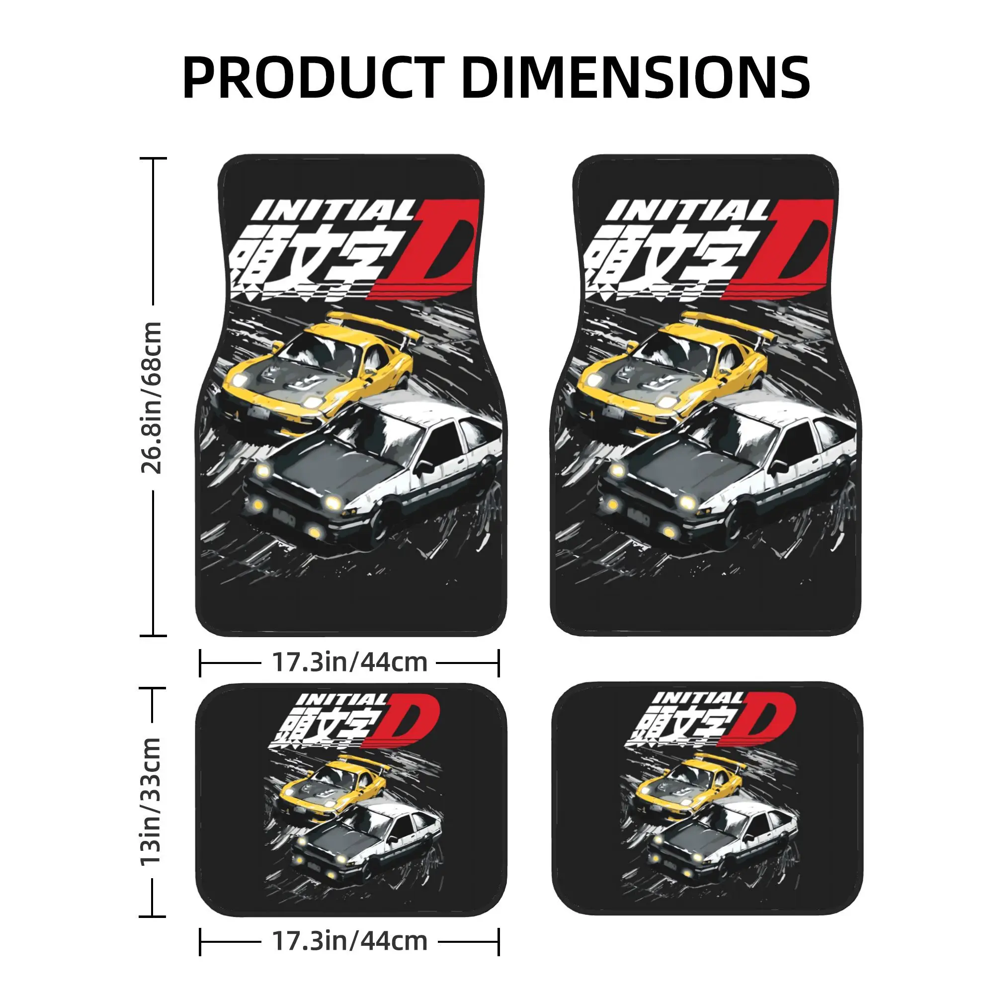 4pcs Initial D Anime Themed Ae86 Drift Car Floor Mats Compatible For Drift Game Fans - Fit Car Interior (Ae86 Model)