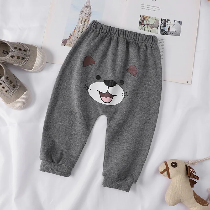 0-4Y Infant Boys Girls Pants Cotton Cartoon Baby Boys Pants Autumn Soft Big PP Baby Boys Loose Trousers