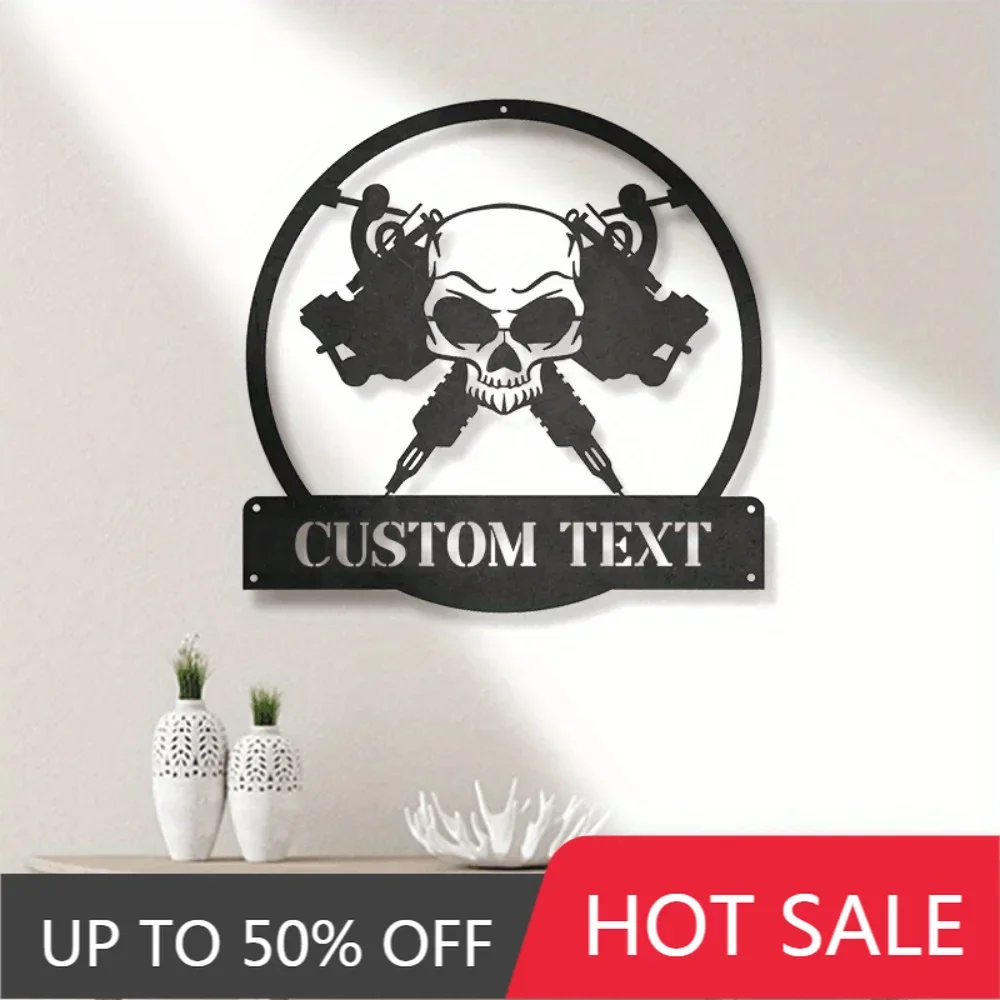 

Iron Art Decorative Painting 1pc Custom Skull Tattoo Machine - Inspired Metal Wall Decoration Personalized Sign for Tattoo Artis