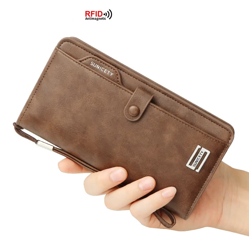 

Men Wallets Long Style High Quality Card Holder Male Purse Zipper Large Capacity Brand PU Leather Wallet For Men