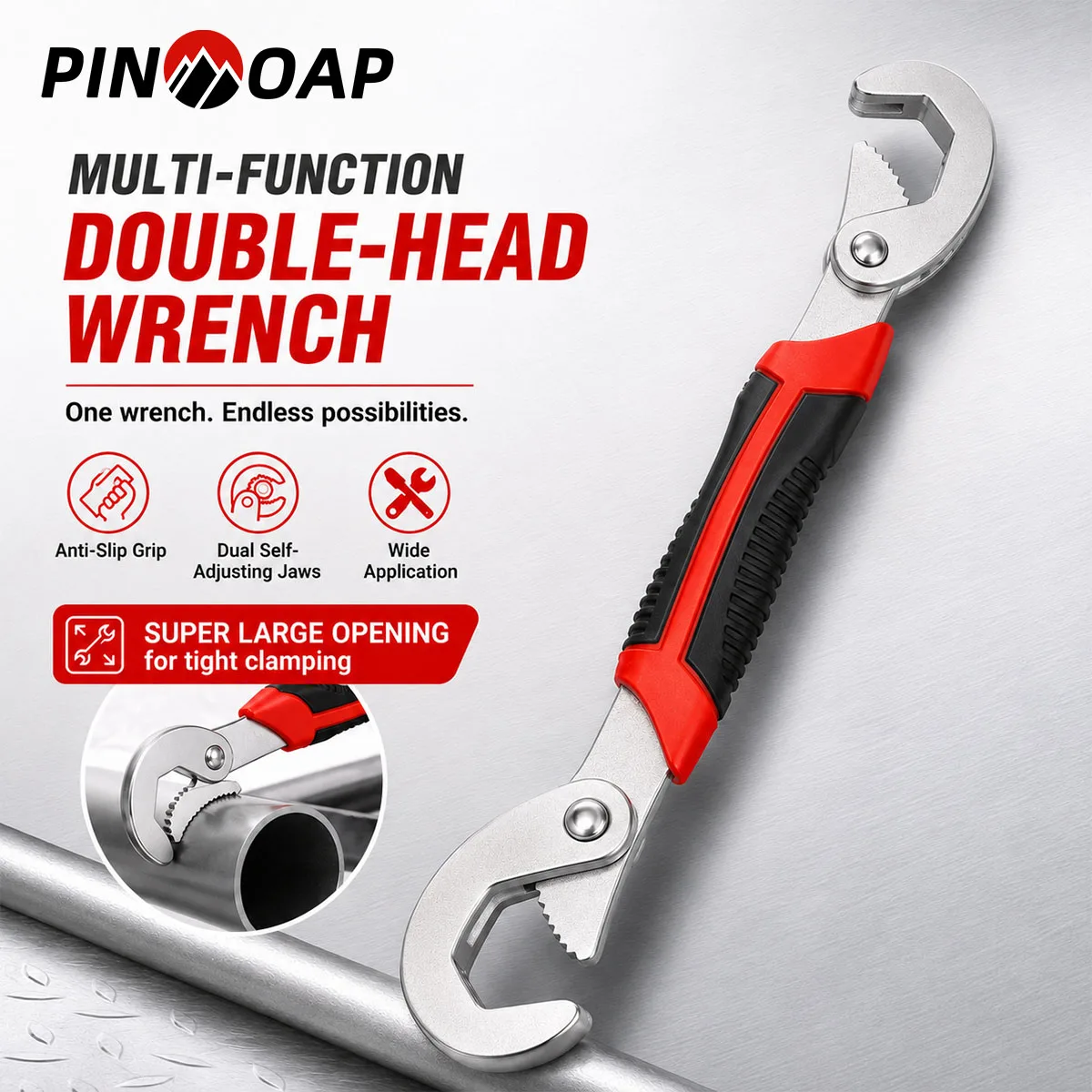 PINMOAP 1PC Multi Function Double Head Wrench Universal Adjustable Spanner For Car Motorcycle Bicycle Home Repair Hand Tool