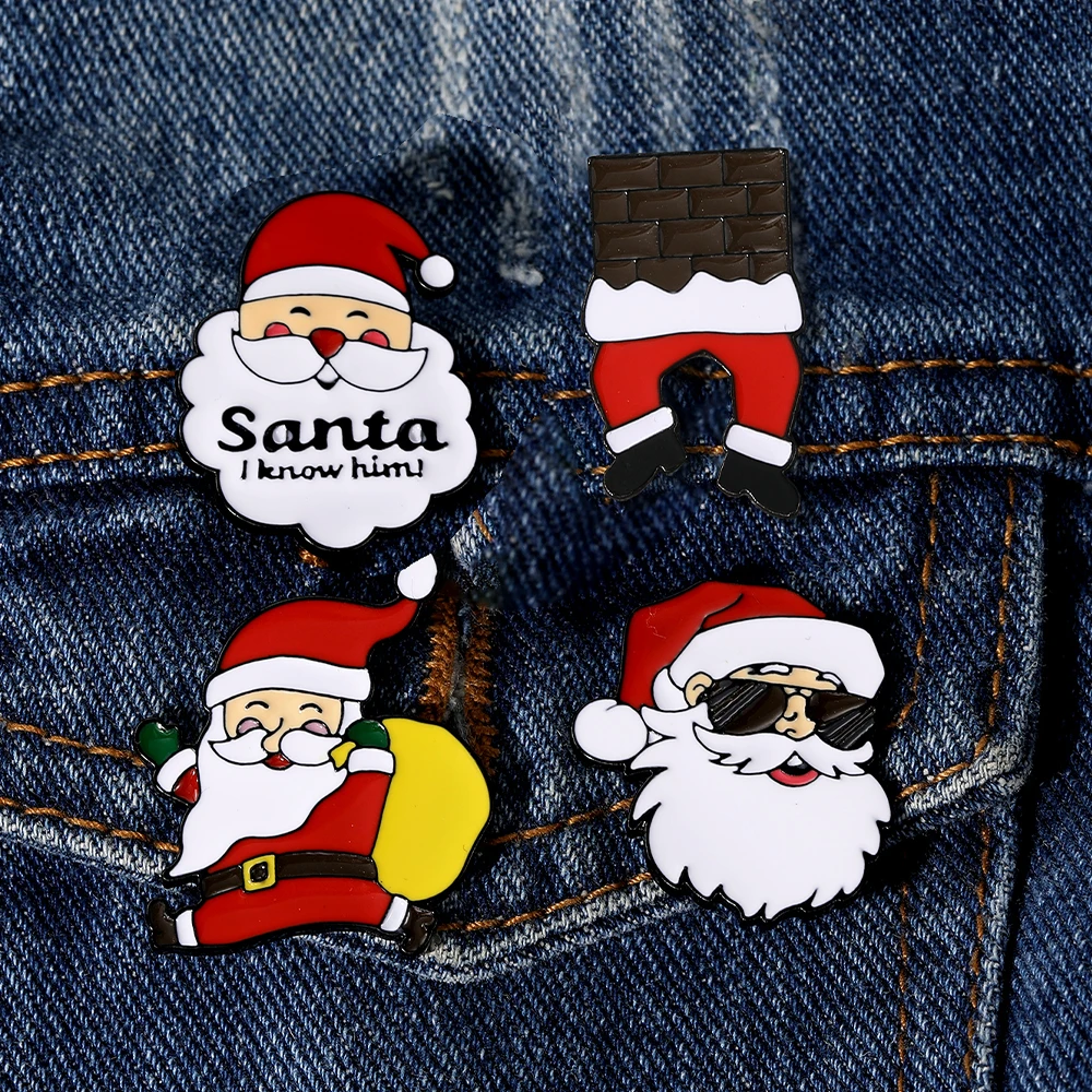 Pretty Creative Two Uses Santa Claus Magnetic Brooches Christmas Pins Fridge Magnet Dual-Use With Free Shipping Xmas Gift