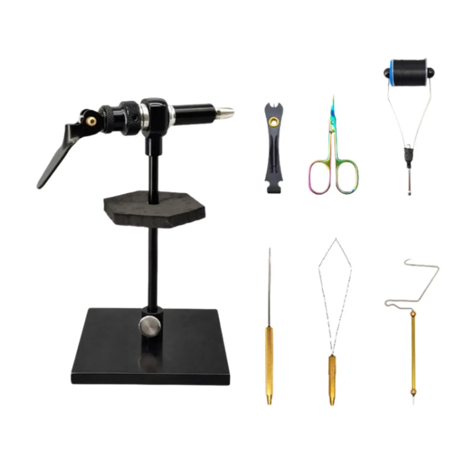 

Rotary Fly Tying Vise Tools Kit for Beginners with Bobbin Thread Holder, Threader, Finisher Metal Structure 360 Degree Rotation