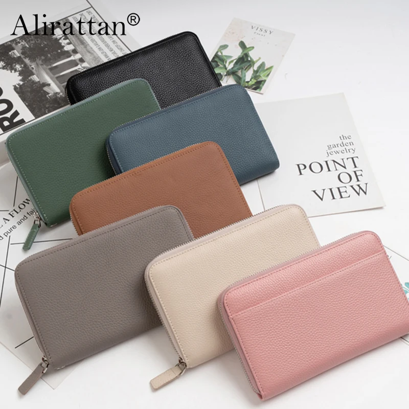 Alirattan 2024 New Wallet Long Women's Passport Bag Large Capacity Card Slot Passbook Bag Zipper Wallet