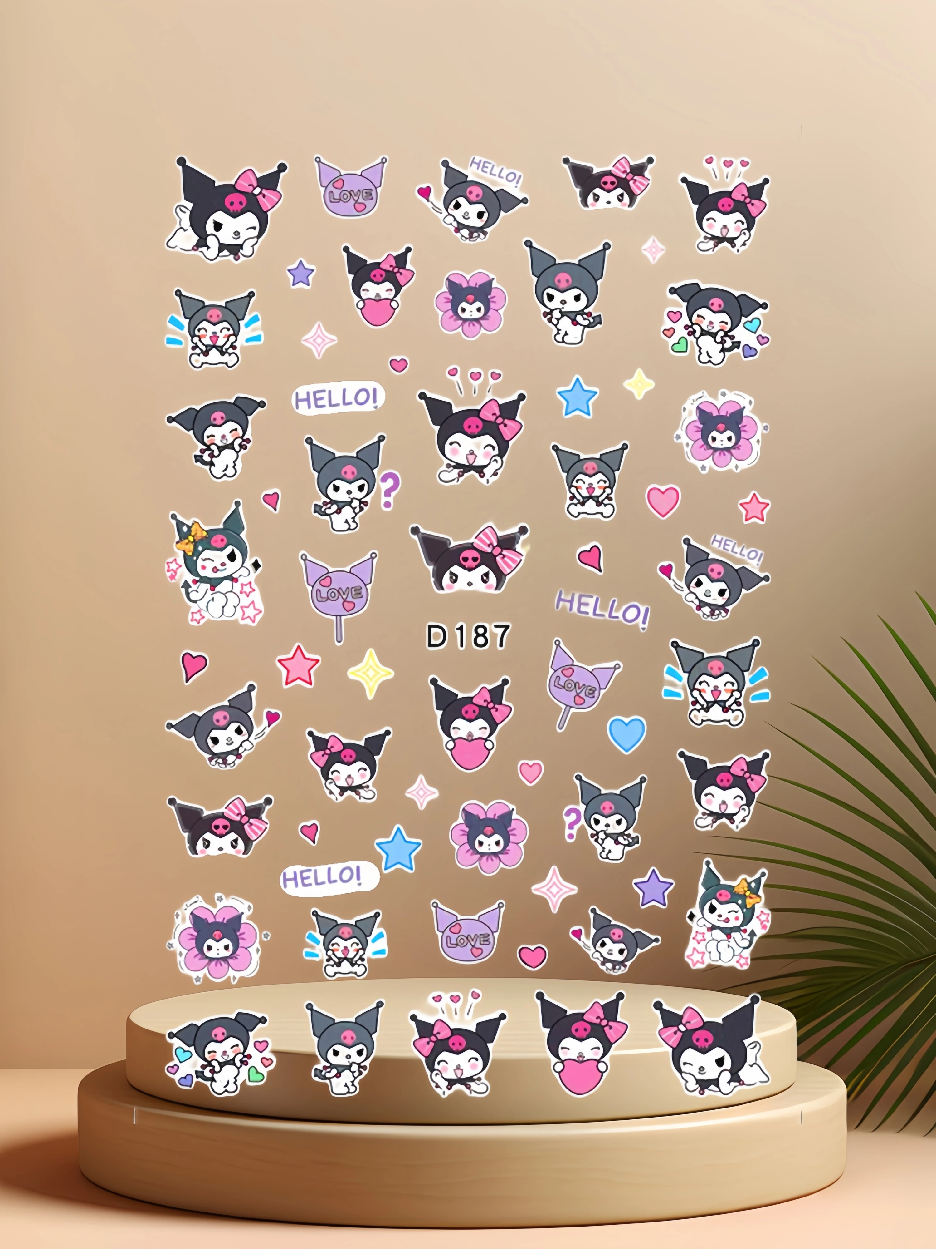 1PCS Cute Cartoon Kuromi 3D Nail Stickers New Anime Nail Art Accessories Hello Kitty Nail Art Decal Nail Art Decoration