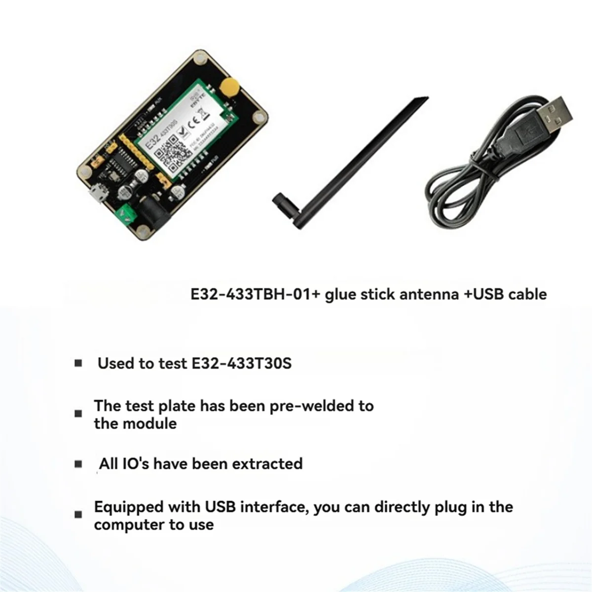 NEW 433MHz 3.0dBi LoRa IOT Transmitter Receiver Test Board E32-433TBH-01 with E32-433T30S Module Antenna USB Cable