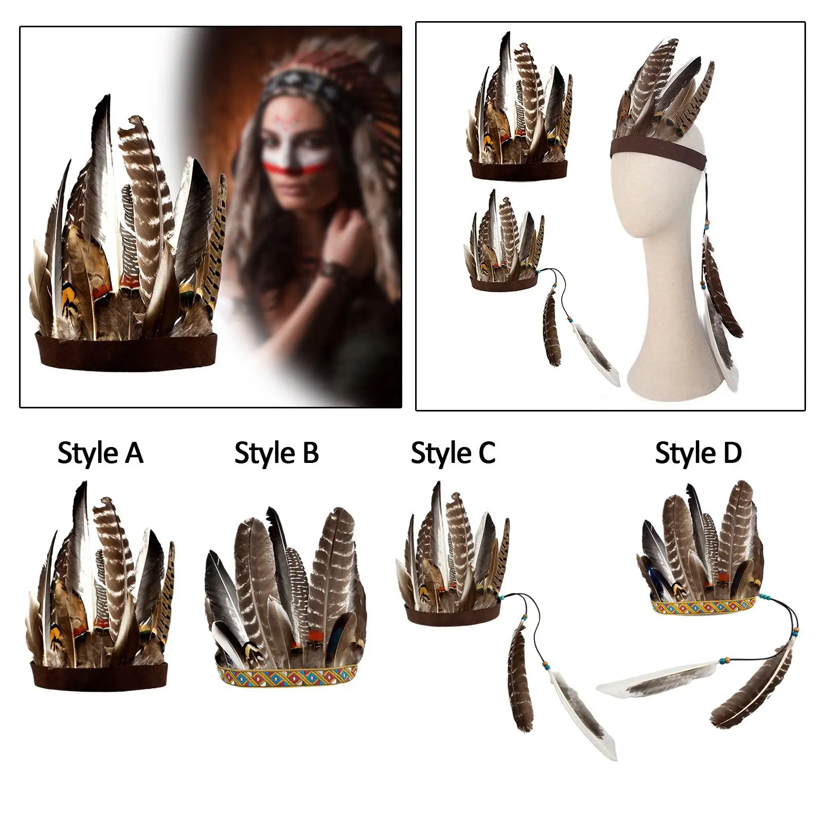 

Feather Headdress Head Accessories Hair Band Headband Headwear for Festival Masquerade Stage Performance Fancy Dress Roles Play