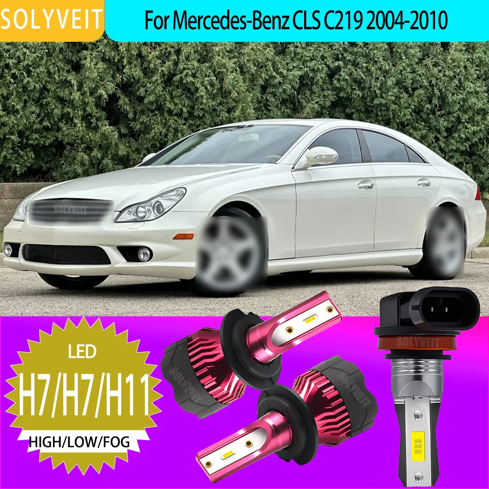 

LED Headlight Foglight Bulbs Auto Lamp Kit H7/499/H11 6000K For Mercedes-Benz CLS C219 2004 2005 2006 2007 2008 2009 2010