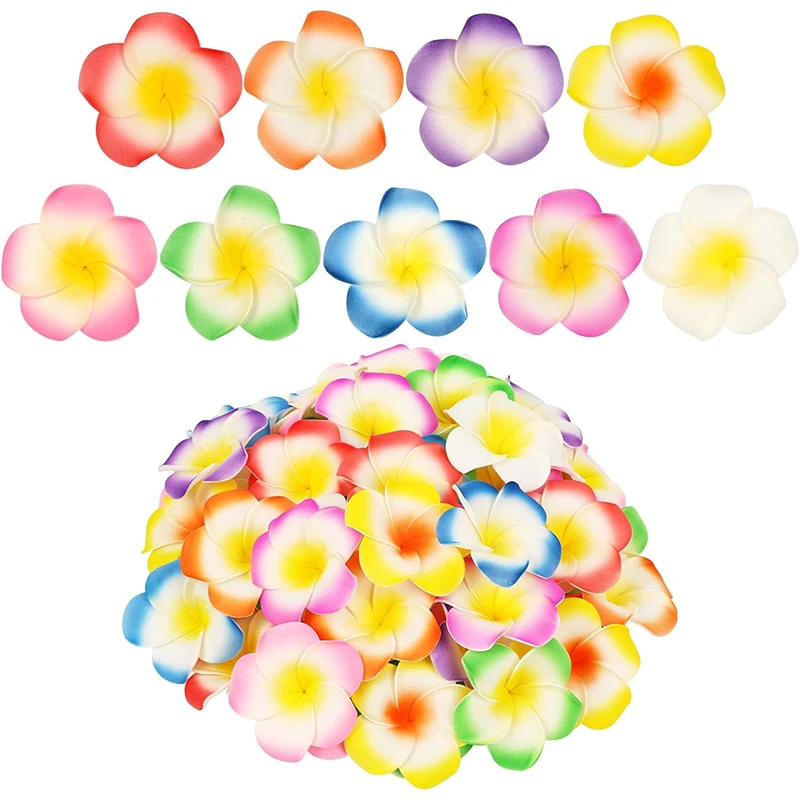 10 Stück 4 cm Schaumstoff-Hawaiianische Frangipani-künstliche Plumeria-Blumenhut-Haarschmuck für Zuhause, Party, Strand, Urlaub, Dekoration