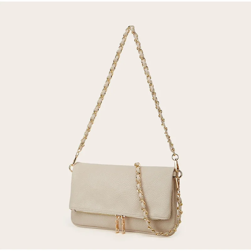 Pebbled Lychee Texure Umhängetasche, kompakte, schicke Umhängetasche mit Unterarmkette, elegante, trendige, kleine, quadratische Damen-Clutchtasche – Detail 13
