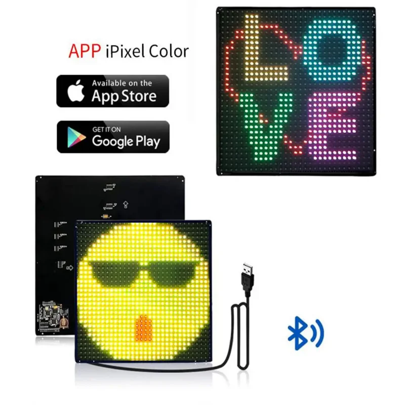 Painel de Tela LED, Full Color, WiFi, Programável, Breakaway Box, Programável, Bluetooth, App, DIY, HD, 64x64 Pixel