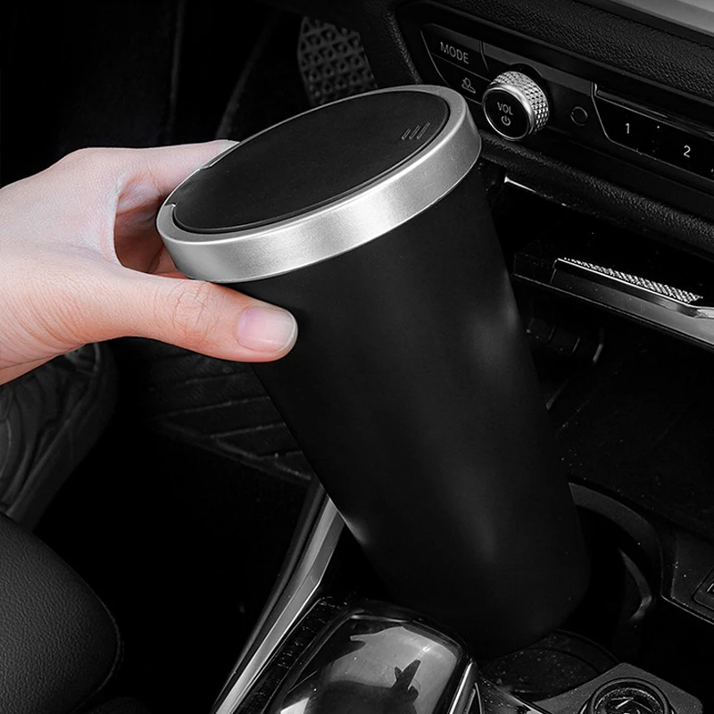 Black/Silver Automobile Trash Bin Mini Rubbish Storage Container Leak-proof Odor Blocking Trash Can Car Interior Accessories