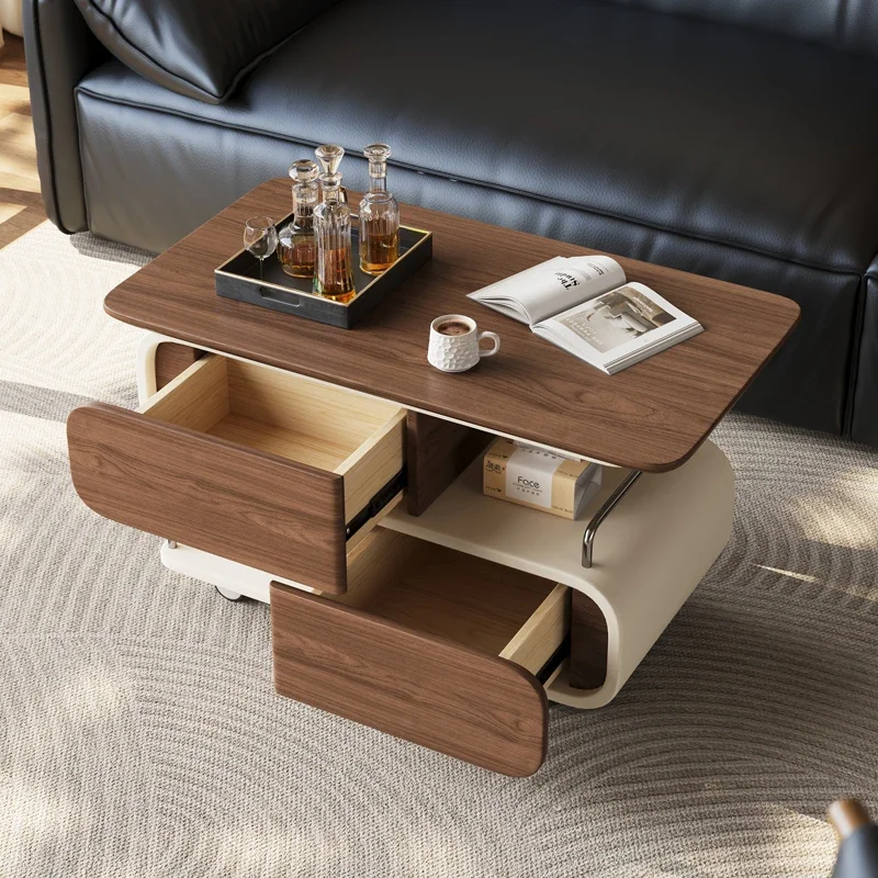 retro style solid wood coffee table modern simple small apartment sofa side cabinet movable designer creative side table