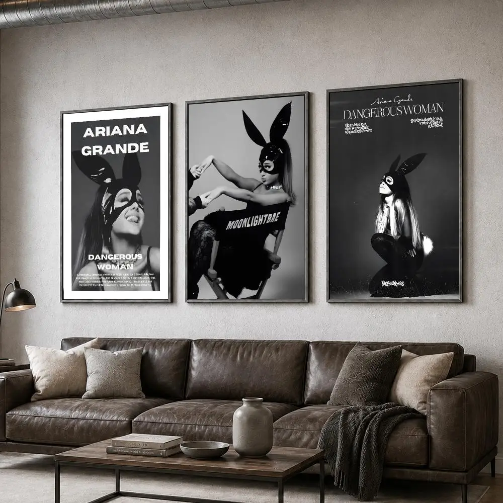 Music Ariana Grande Pop RNB Singer Poster  PP Self Adhesive Home Garage Dorm Bar Wall Decor Aesthetic Retro Gift