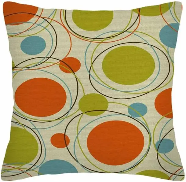 Throw Pillow Covers Colorful 1950S Retro Abstract Mid Century Modern Decorative Pillow Case 18x18 Inch Cushion Cover for Home